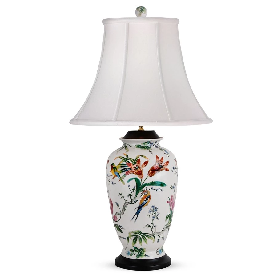 Scully & Scully Songbird Garden Porcelain Vase Lamps 1 Scully & Scully Songbird Garden Porcelain Vase Lamps