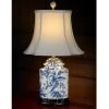 Scully & Scully Bird & Lily Porcelain Temple Jar Lamps