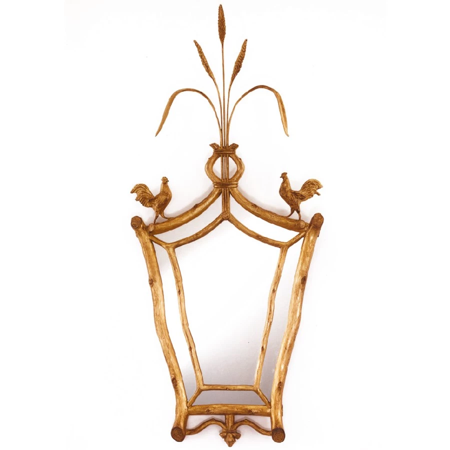 Scully & Scully Roosters & Wheat Gold Leaf Mirror 1 Scully & Scully Roosters & Wheat Gold Leaf Mirror