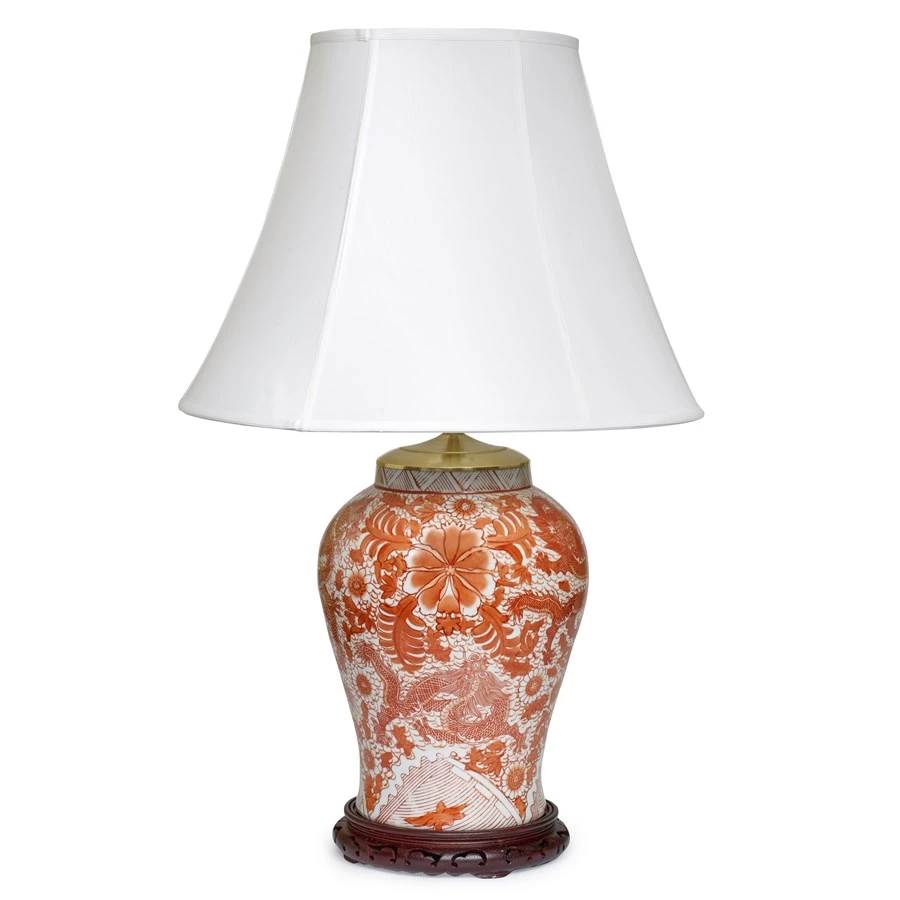 Scully & Scully Orange Dragon Temple Jar Lamp 1 Scully & Scully Orange Dragon Temple Jar Lamp