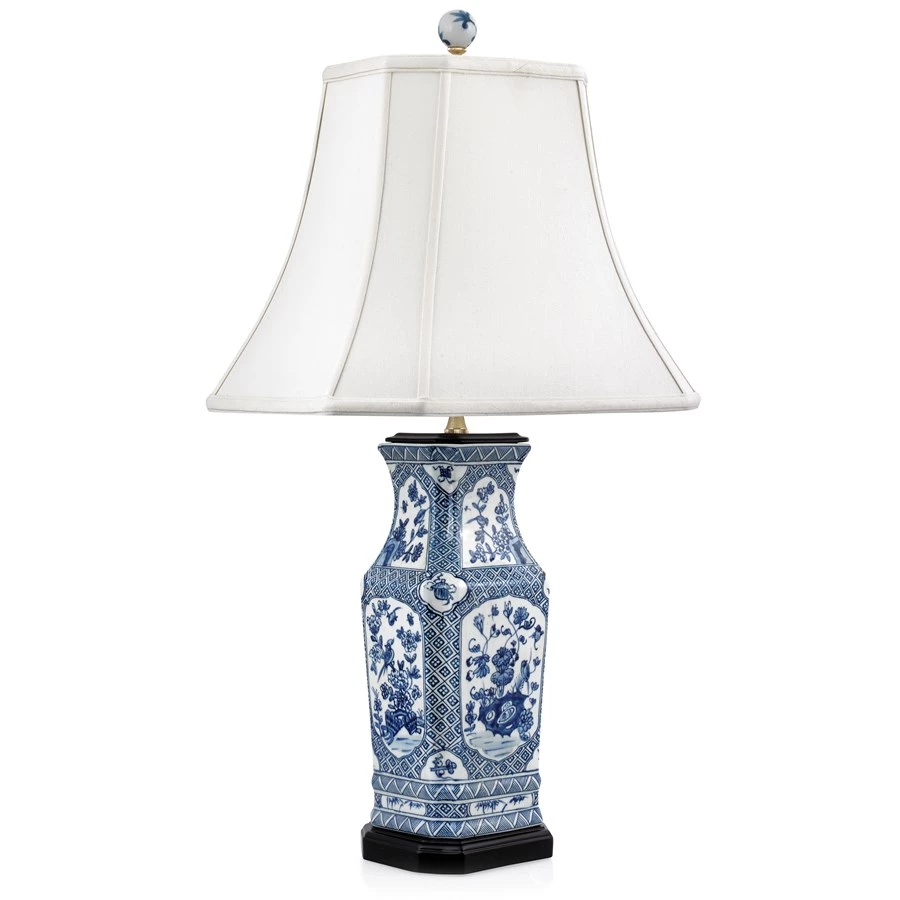 Scully & Scully Blue And White Floral Porcelain Table Lamp 1 Scully & Scully Blue And White Floral Porcelain Table Lamp