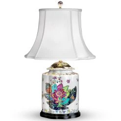 Scully & Scully Tobacco Leaf Scalloped Temple Jar Lamp