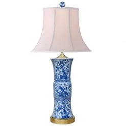 Scully & Scully Blue & White Drum Vase Lamp