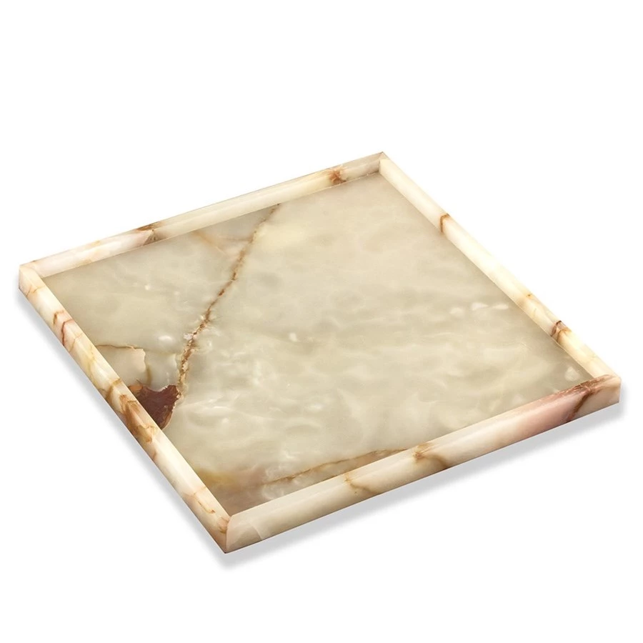 Scully & Scully Square Light Green Onyx Trays 1 Scully & Scully Square Light Green Onyx Trays