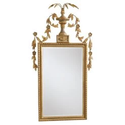 Scully & Scully Beveled Mirror With Grey And Gold Frame