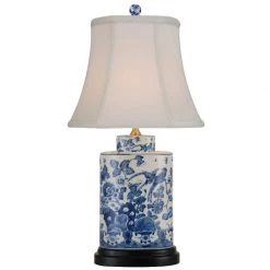 Scully & Scully Blue & White Small Oval Jar Lamp