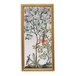 Scully & Scully Traditional Chinoiserie Watercolor Painting Silk Panels