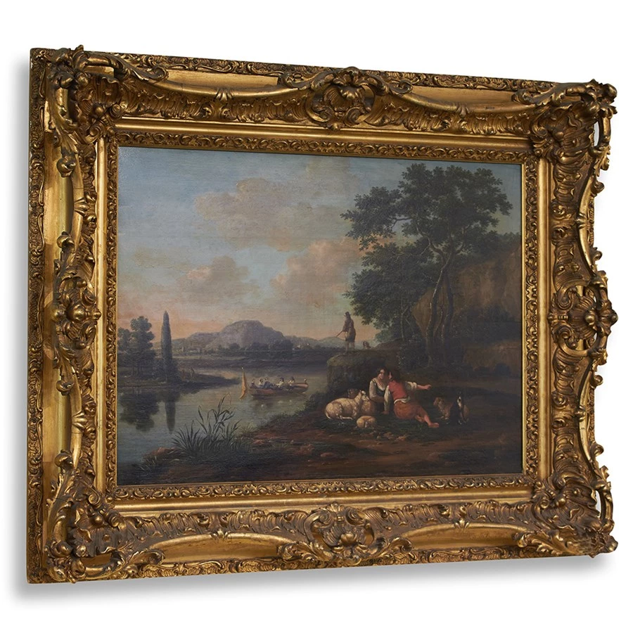 Scully & Scully Dutch School "Figures Beside River" Painting 1 Scully & Scully Dutch School "Figures Beside River" Painting