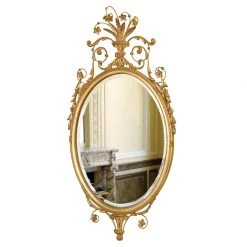 Scully & Scully Gold Crowned Oval Beveled Mirror