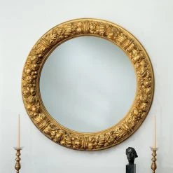 Scully & Scully Newport Antiqued Gold Harvest Wreath Mirror