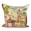 Scully & Scully Handpainted Pagoda Red Silk Pillows