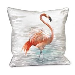Scully & Scully Handpainted Single Flamingo Silk Pillows
