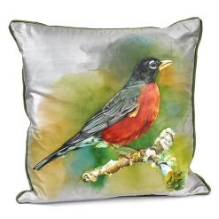 Scully & Scully Handpainted American Robin Silk Pillows