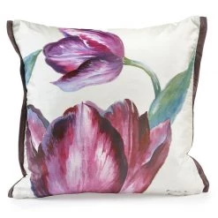 Scully & Scully Handpainted Purple Flowers Silk Pillows