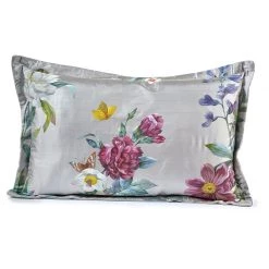 Scully & Scully Handpainted Purple Roses On Silver Silk Pillows