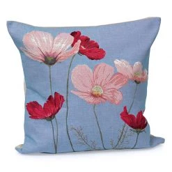 Scully & Scully Cosmos Flowers On Violet Tapestry Pillows