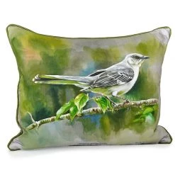 Scully & Scully Handpainted Northern Mocking Bird Silk Pillows