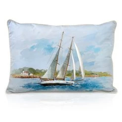 Scully & Scully Handpainted Sailboat Silk Pillows
