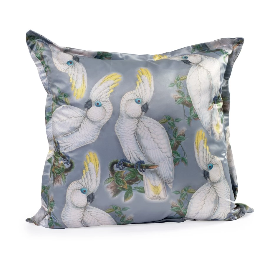 Scully & Scully White Cockatoo Silk Pillows 1 Scully & Scully White Cockatoo Silk Pillows