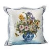 Scully & Scully Handpainted Botanical Design Silk Pillows, Blue