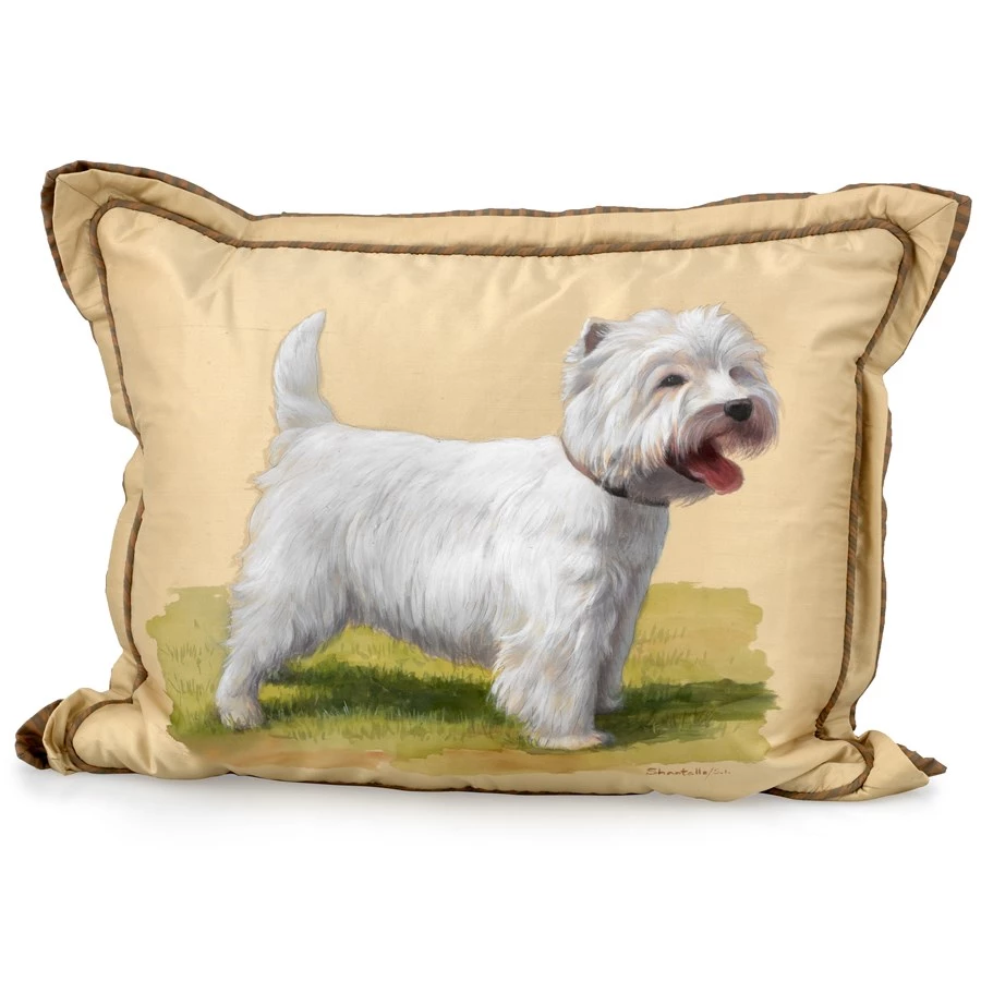 Scully & Scully Handpainted Dog Silk Pillows 1 Scully & Scully Handpainted Dog Silk Pillows