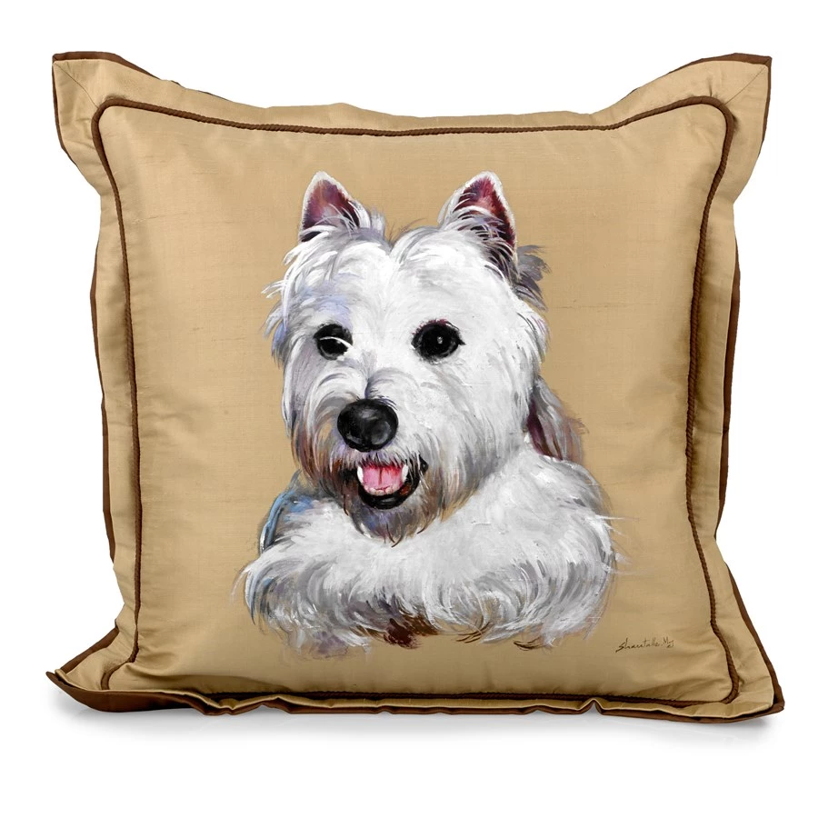 Scully & Scully Handpainted Dog Silk Pillows 2 Scully & Scully Handpainted Dog Silk Pillows - Image 2