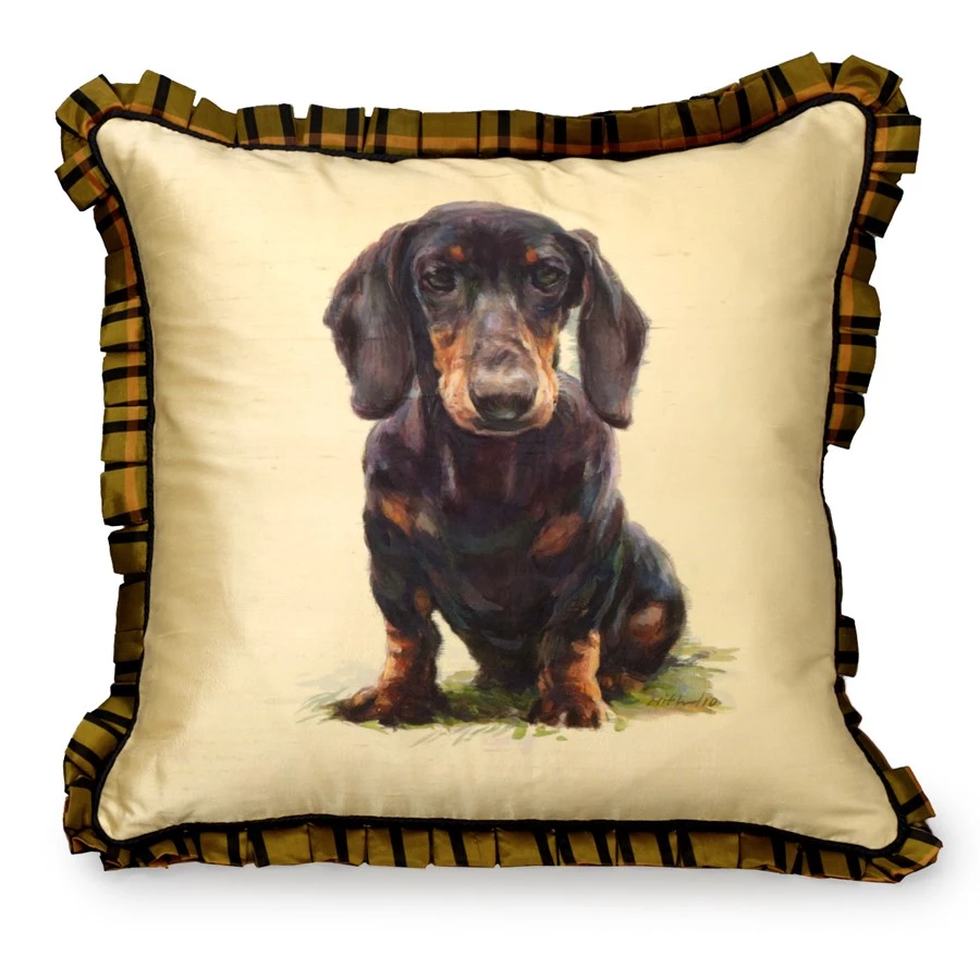 Scully & Scully Handpainted Dog Silk Pillows 5 Scully & Scully Handpainted Dog Silk Pillows - Image 5