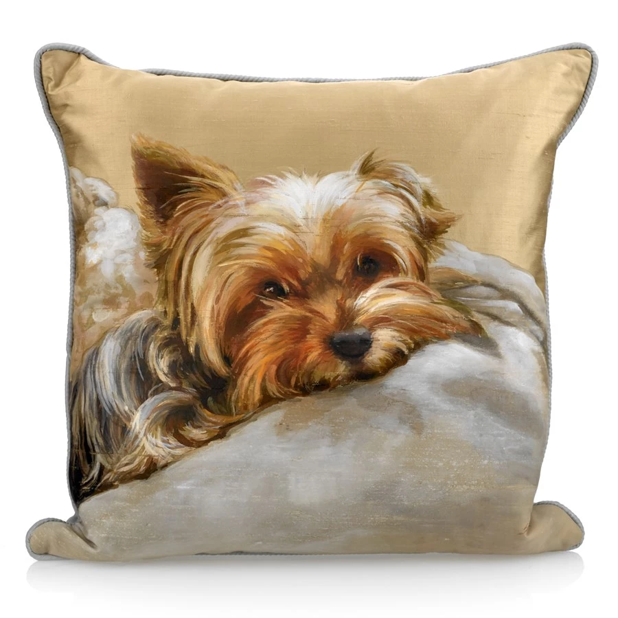 Scully & Scully Handpainted Dog Silk Pillows 6 Scully & Scully Handpainted Dog Silk Pillows - Image 6